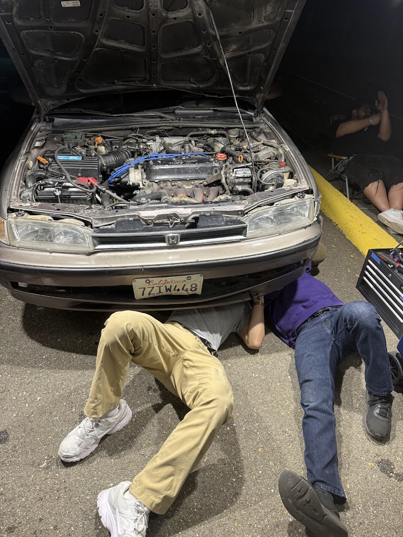 under the car at a Thunderhill trackday